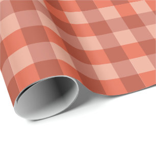 Peach Fuzz Orange Checkerboard Mönster Presentpapper