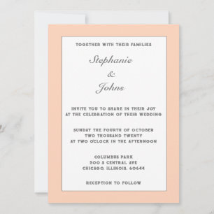 Peach Fuzz Pastel-Elegant enkel minimal Bröllop Inbjudningar