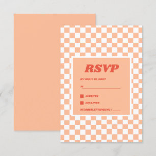 Peach Fuzz Red Checkered Gingham Mönster OSA Kort