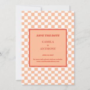 Peach Fuzz Red Checkered Gingham Mönster Spara Datumet