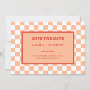 Peach Fuzz Red Checkered Gingham Mönster Spara Datumet