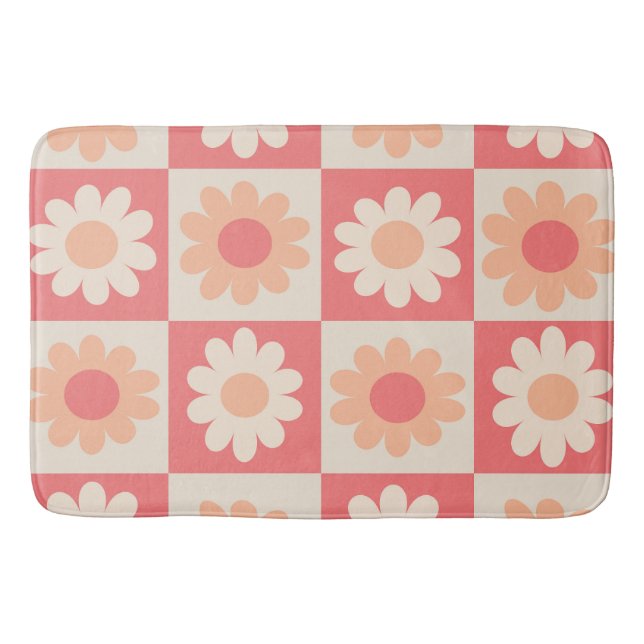 Peach Fuzz Retro Flowers Mönster Badrumsmatta (Framsidan)