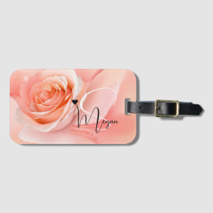 Peach Fuzz Ro Monogram Namn Bagagebricka