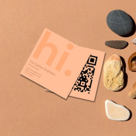 Peach Fuzz Rosa Retro Hi QR-kod Fyrkantigt Visitkort