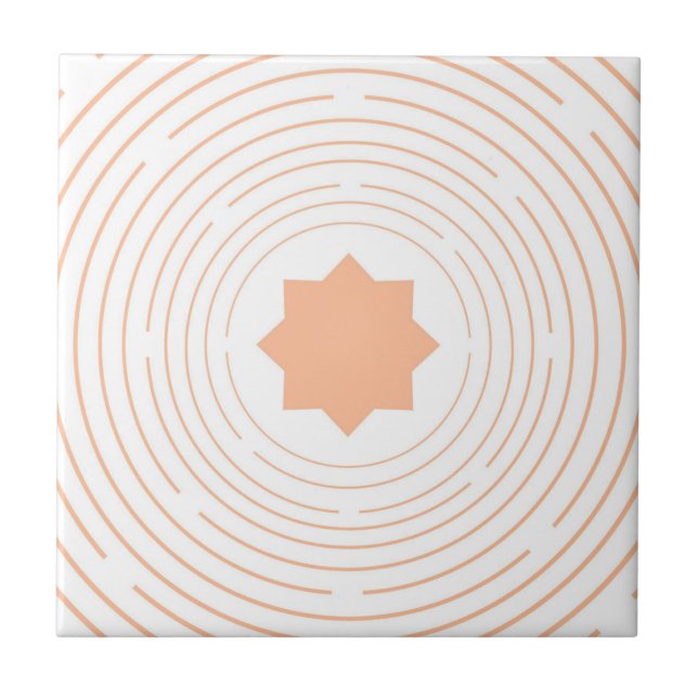 Peach Fuzz Star Circle Islamic Geometric Mönster Kakelplatta (Framsidan)