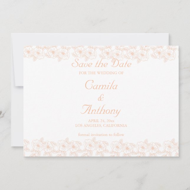 Peach Fuzz-Trendiget Flower Mönster Inbjudningar (Framsida)