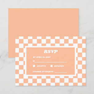 Peach Fuzz White Checkated Gingham Mönster OSA Kort