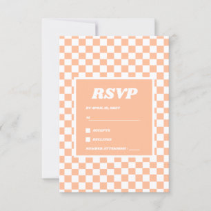 Peach Fuzz White Checkated Gingham Mönster OSA Kort