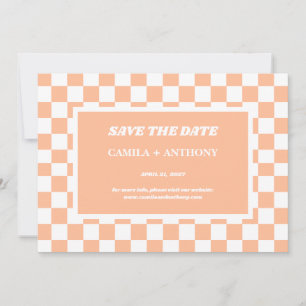 Peach Fuzz White Checkated Gingham Mönster Spara Datumet