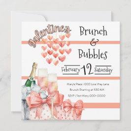Peach Galentines Brunch och Bubbles Inbjudningar