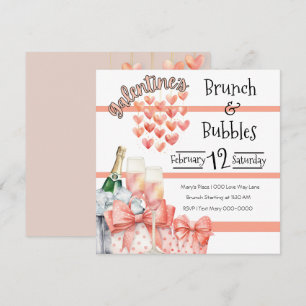 Peach Galentines Brunch och Bubbles Inbjudningar