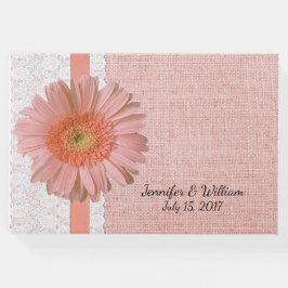 Peach Gerber Daisy Bröllop Guest Bok
