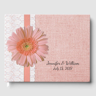 Peach Gerber Daisy Bröllop Guest Bok