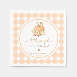 Peach Gingham faller en liten Pumpkin är på väg Pappersservett