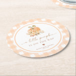 Peach Gingham faller en liten Pumpkin är på väg Underlägg Papper Rund<br><div class="desc">Dessa pappra dryckesbrödrostar har en tidlös gingham med en vattenfärgspump och automatiska blommigtar. Skriptrubriken är en bild som inte kan redigeras. All annan text är helt redigerbar. Om du vill göra en mer avancerad anpassning av den här designen väljer du bara knappen "Anpassa den" ovan.</div>