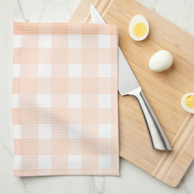 Peach Gingham Kitchen Towel Kökshandduk (Vikt i Fjärdedel)