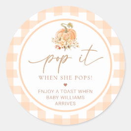 Peach Gingham Pumpkin Pop det när hon knullar Runt Klistermärke