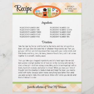 Peach gingham retro-receptet binder in..