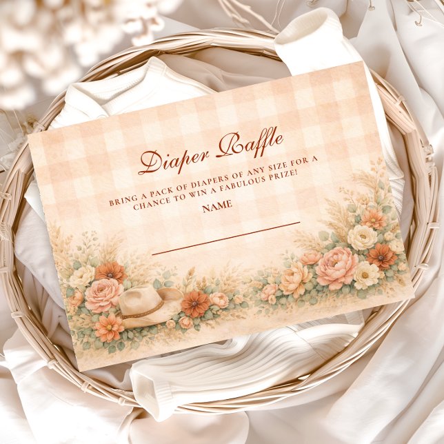 Peach Gingham Western Floral Diapper Raffle Tilläggskort (Skapare uppladdad)