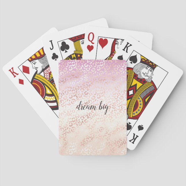  Peach Glam Leopard Skriv ut Tie-färgämne (Rosa) Casinokort (Baksidan)