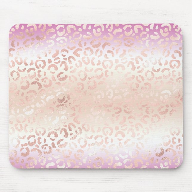  Peach Glam Leopard Skriv ut Tie-färgämne (Rosa) Musmatta (Framsidan)