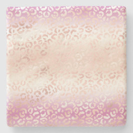  Peach Glam Leopard Skriv ut Tie-färgämne (Rosa) Stenunderlägg