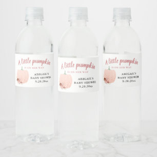Peach Glitter Baby Shower A Little Pumpkin Vattenflaskor Etikett