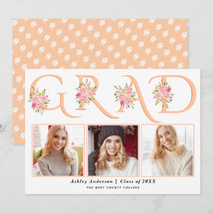 Peach GRAD-typografi rosa ros-foto studenten Meddelande
