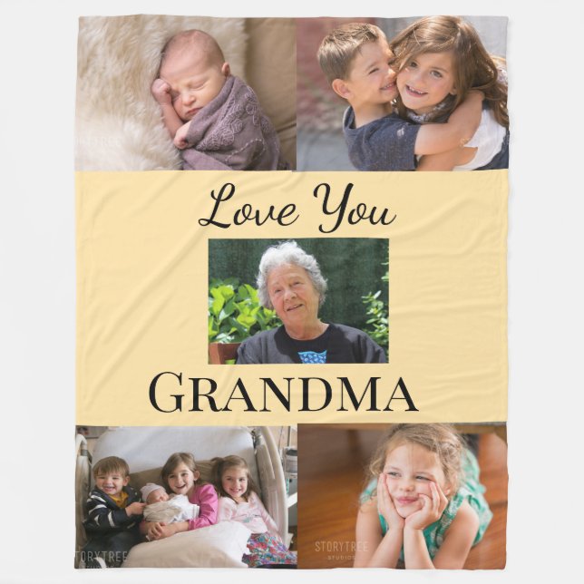 Peach Gradient 5-photo Family Tribute Keepsake Fleecefilt (Framsidan)