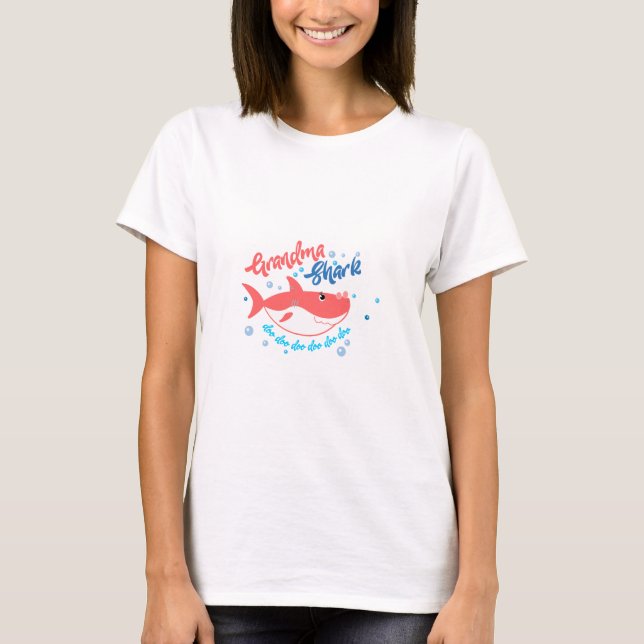 Peach Grandma Shark Doo Doo Doo Doo T Shirt (Framsida)
