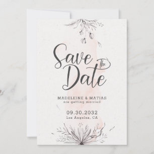 Peach & grått blommigt-romantik elegant bröllop spara datumet
