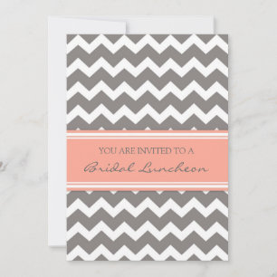Peach Grått Chevron Möhippa Lunch Call Card Inbjudningar