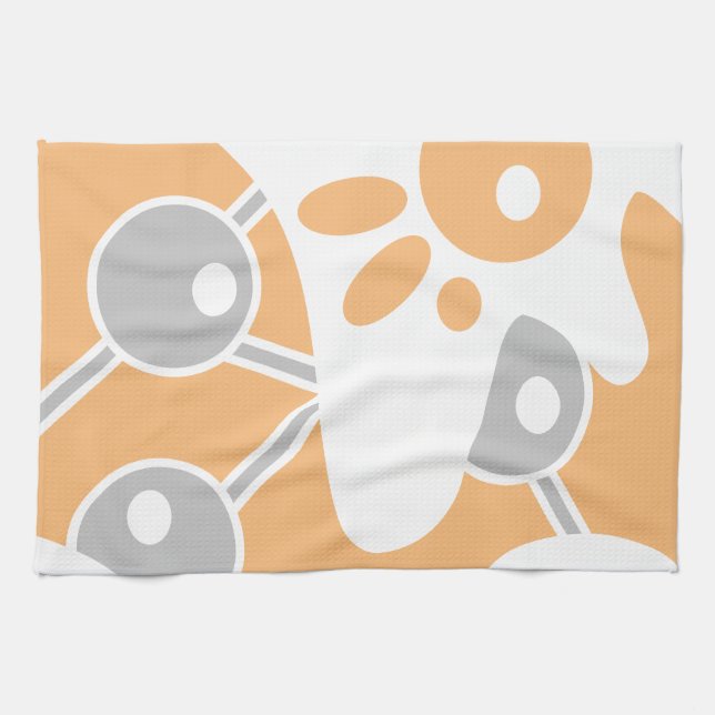 Peach Grått White Modern Doodle 1 Kökshandduk (Horisontell)