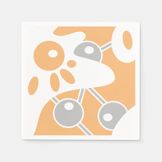 Peach Grått White Modern Doodle 1 Pappersservett (Framsidan)