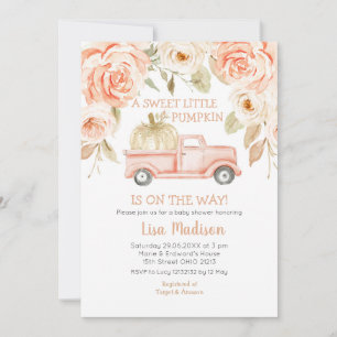 Peach Greenery Lastbil Baby Shower Girl-inbjudan Inbjudningar