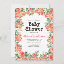 Peach Greenery Lush Vår Fruit Baby Shower