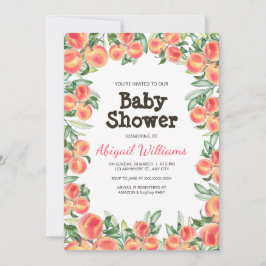 Peach Greenery Lush Vår Fruit Baby Shower Inbjudningar