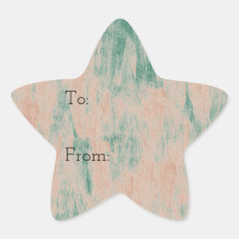 Peach Grönt Abstrakt Snöflingor jul Stjärnformat Klistermärke