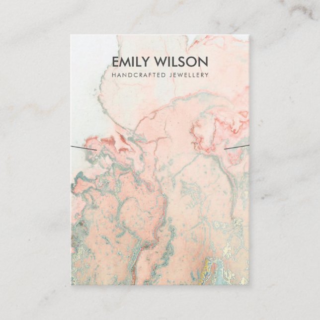 PEACH GRÖNT AGE MARBLE NECKLACE VISNING CARD VISITKORT (Framsida)
