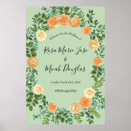 Peach Grönt Bröllop Vår Pastel Blommigt Poster