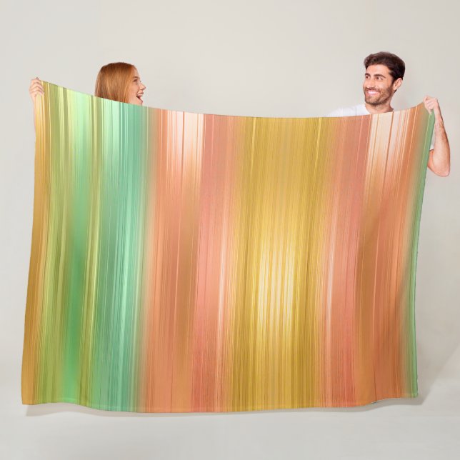 Peach Grönt Guld Rand Fleece Blanket (På plats)