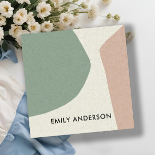 PEACH GRÖNT IVORY MODERN RUSTIC ABSTRAKT ARTISTIST FYRKANTIGT VISITKORT