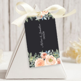 Peach Grönt Navy Pastel Blommigt Bröllop Gift-Märk Presentetikett