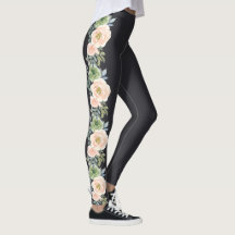 Peach Grönt Navy Pastel Blommigt Design Leggings