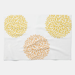 Peach Gula blommor Kökshandduk