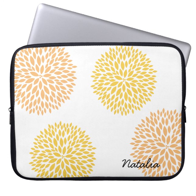 Peach Gula blommor Laptop Sleeve (Framsidan)