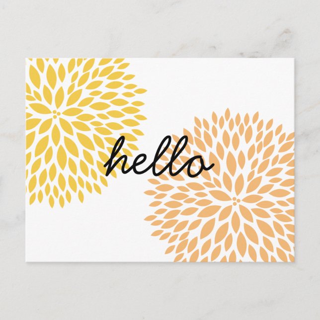 Peach Gula blommor Vykort (Framsida)