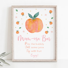 Peach Guld Baby Shower Mimosa Pub-tecken Poster