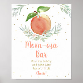 Peach Guld Blommigt Baby Shower Mimosa Pub Sign Poster