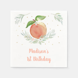 Peach Guld Blommigt Birthday Pappersservett